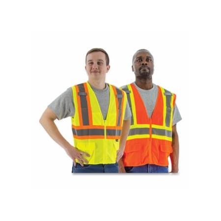 Majestic High Visibility Mesh Vest, Large, Yellow, with DOT Striping 472-75-3209/L