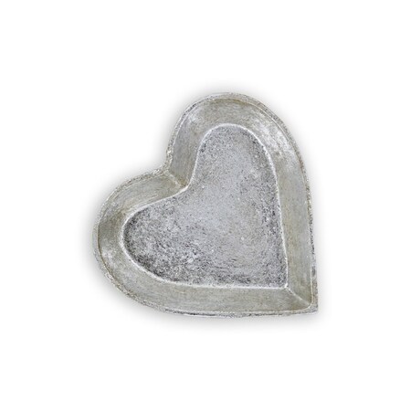 Homeroots 7in Silver Heart Cast Iron Handmade Vanity Tray 483153