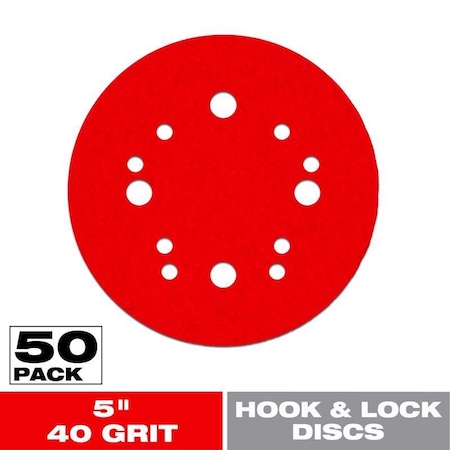 Diablo 5in. 40-Grit Hook & Lock ROS Sanding Discs, 50PK DCD050040H50G