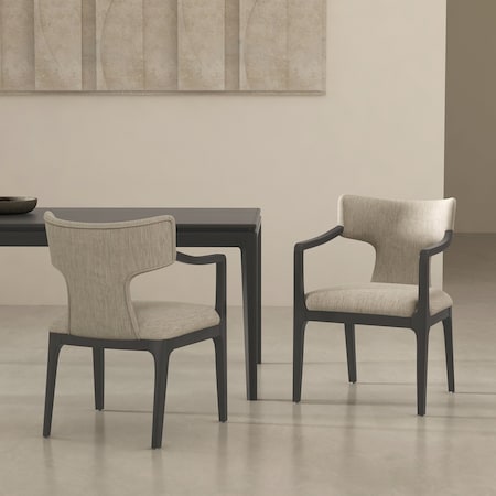 Manhattan Comfort Eloria Wood Chenille Armchair in Taupe DC1623-2