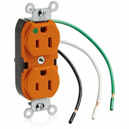 Leviton Straight Blade Receptacle, 5-15R, 15 A, 125V AC, Flush Mount, Self-Grounded 8200-LIG