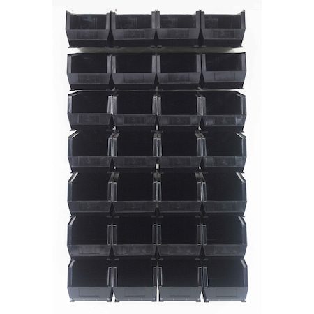 Quantum Storage Systems 36X61 HC LOUVERED PANEL W/28 BINS BLACK QLP-3661HC-240-28BK