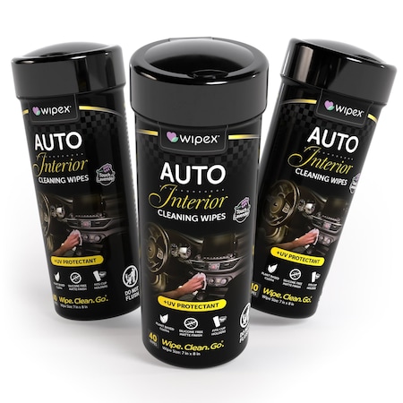 Wipex Auto Interior Natural Cleaning Wipes 40ct Canisters, 3PK, Plant-Based Lavender, 3PK WX72172AUL3