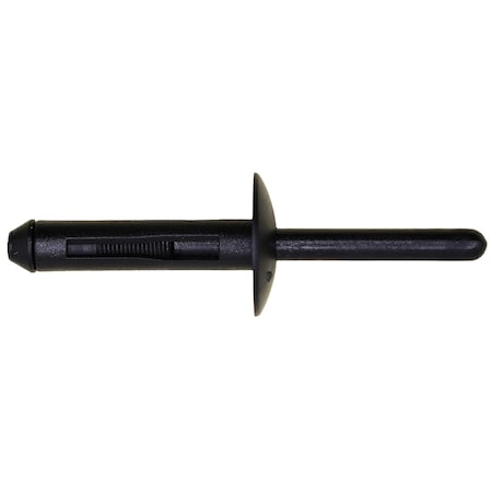 Auveco Nylon Rivet 1/4in Diameter 5/32in 3/8in Grip Black, 25PK 18108