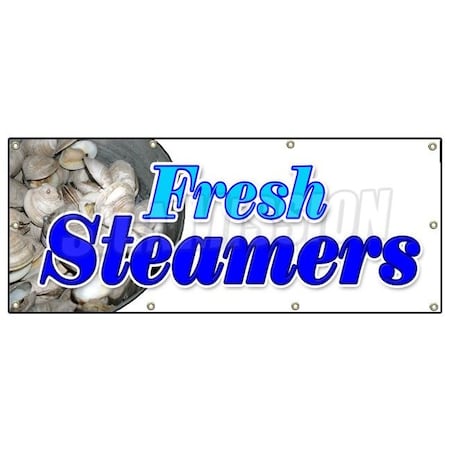 Signmission FRESH STEAMERS BANNER SIGN seafood oysters clams bottom dwellers B-96 Fresh Steamers