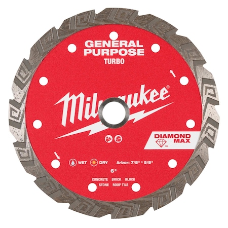 Milwaukee Tool 6" DIAMOND MAX Turbo, General Purpose Diamond Blade 49-93-9106