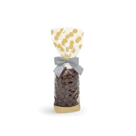 Nashville Wraps Gold Polka Dots 1.4 mil Cello Bags, 2.25x1.5x8.75, 100PK 96241