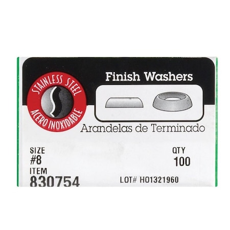 Hillman Stainless Steel .164 in. Countersunk Finish Washer, 100PK 0830754