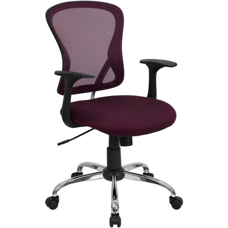 Flash Furniture Foam Task Chair, 18" to 22", Fixed Arms, Burgundy H-8369F-ALL-BY-GG