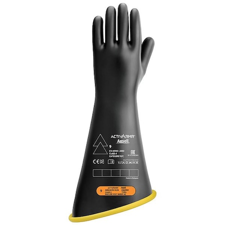 Ansell Electrical-Insulating Gloves, 36,000V AC, 54,000V DC, Natural Rubber Latex, 18 in Length, Size 10 RIG418YBCC