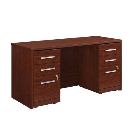 Officeworks By Sauder 2-File Double Ped Desk, 29.291 in H, 59.094 in W X Classic Cherry 431779
