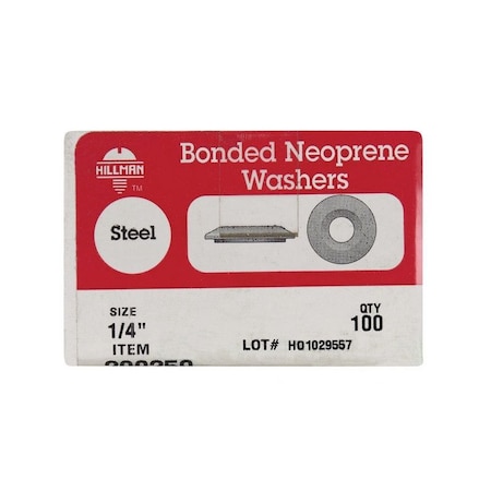 Hillman Zinc-Plated Steel 1/4 in. Bonded Neoprene Washer, 100PK 290259