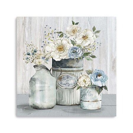 Homeroots Rustic Grey Flowers Unframed Print Wall Art 398952