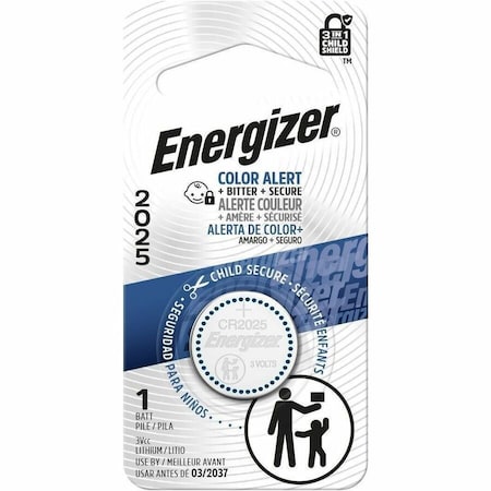 Energizer Coin Cell Battery, 3 V Battery, 170 mAh, CR2025 Battery, Lithium, Manganese Dioxide Stainless Steel ECR2025BP
