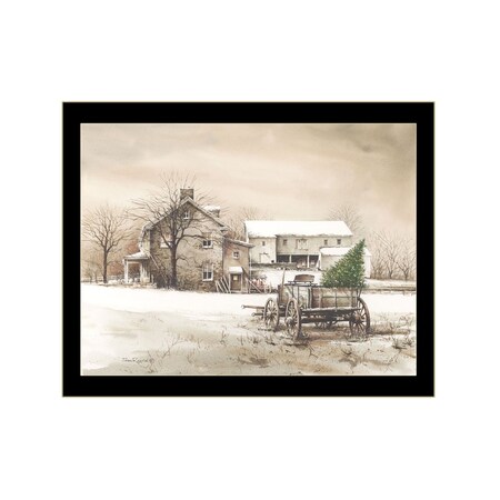 Homeroots Bringing Home the Tree 3 Black Framed Print Wall Art 407380
