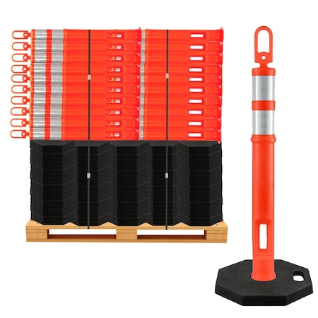 Traffic Kontrol Delineator Posts, High-Density Polyethylene+Elastomer, 45 in Height, 8 lbs, Orange 60 PK TKDP-ATOP-45-8-OR-60