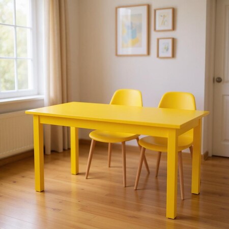 Homeroots 48" Yellow Solid Wood Dining Table 548857