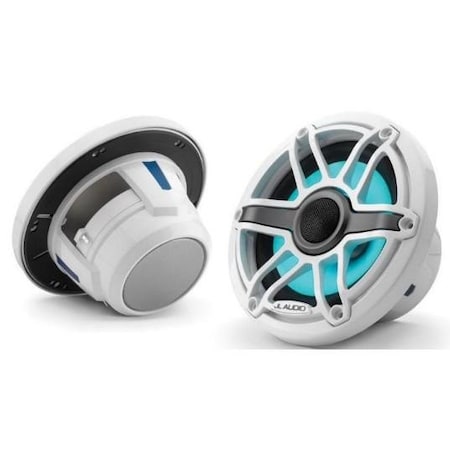 Jl Audio 6.5in Marine Speakers, Sport Grille, Gloss White Trim, White Grille, ILLUM, 2PK 93726/010-03093-00