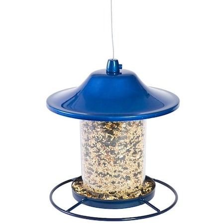 Perky-Pet Panorama Bird Feeder, 9 in H, Perch, 2 lb, Blue, Powder-Coated Blue Sparkle 312B
