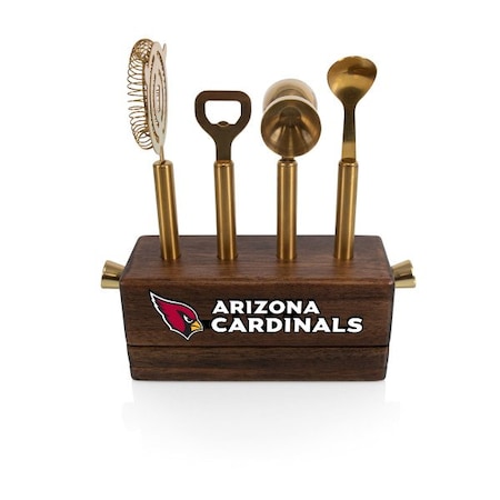 Picnic Time Family Of Brands NFL Arizona Cardinals Sidecar 5-Piece Bar Tool Set, (Acacia Wood) 672-05-508-017-2