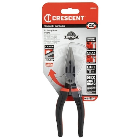 Crescent Z2 K9 Series Plier, 6.6 in OAL, 11 AWG Cutting Capacity, 1-1/2 in Jaw Opening, Black/Rawhide Handle Z6546CG