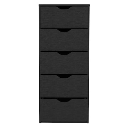 Homeroots 18" Black Five Drawer Standard Chest 544040