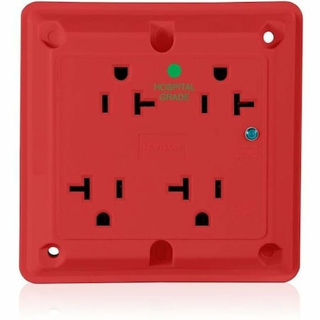 Leviton Quad Straight Blade Receptacle, 5-20R, 20 A, 125V AC, 2 Pole, 3 Wire, Flush Mount, Grounded 8490-R