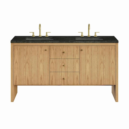 James Martin Vanities Hudson 60" Double Vanity, Light Natural Oak, w/ 3 CM Phantome Eclos Top 435-V60D-LNO-3PHT