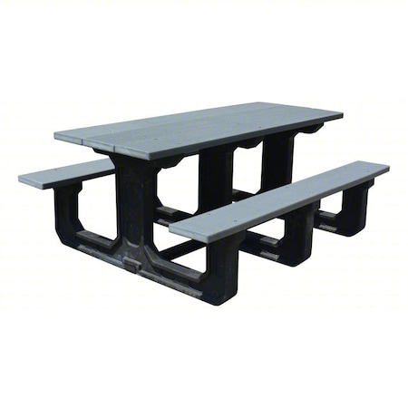 Zoro Select Rectangle Picnic Table, Gray, Plastic, 6 Seats, 72 in L, 30 in H Overall Plank GGS_115903
