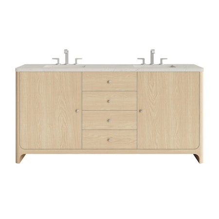 James Martin Vanities Gracyn 72" Double Vanity, Coastal Driftwood, w/ 3 CM Siberian Silestone Widespread Top D125-V72-CSD-WSFR