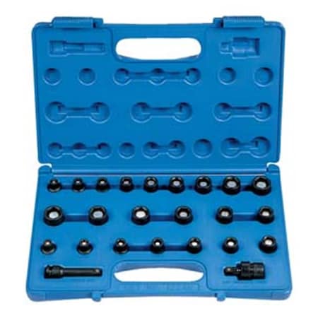 Pinpoint Grey Pneumatic  0.38 in. Drive 24 Piece Standard SAE Metric Magnetic Set PI3476086