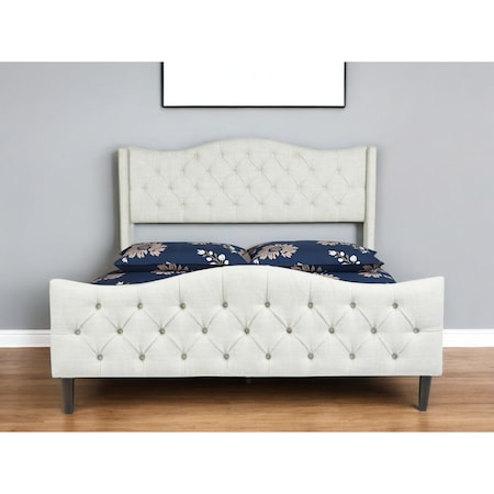 Homeroots Beige Tufted Upholstery King Bed Frame 568241