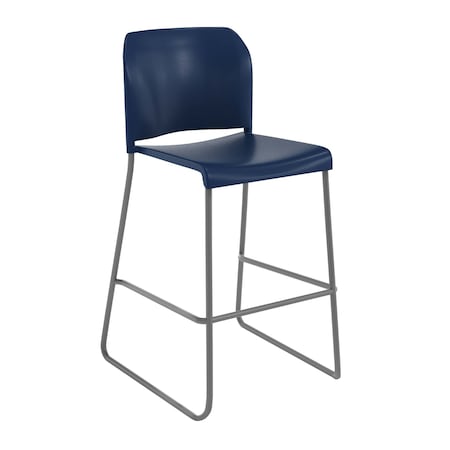Flash Furniture HERCULES Kenai Navy Office Reception Stacking Bar Stool with Contoured Backrest and Gray Sled Base RUT-239AH-BS-NV-GG