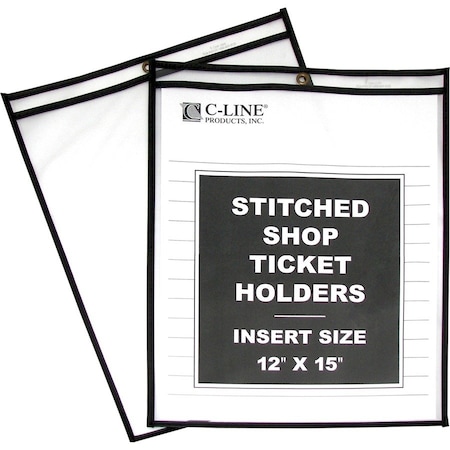 C-Line Products 12" x 15" Black Stitched Shop Ticket Holders, 25/BX 46125