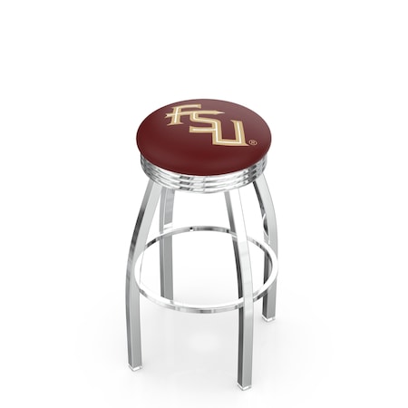 Holland Bar Stool Co 25" Chrome Florida State (Script) Swivel Bar Stool, Accent Ring L8C3C25FSU-FS