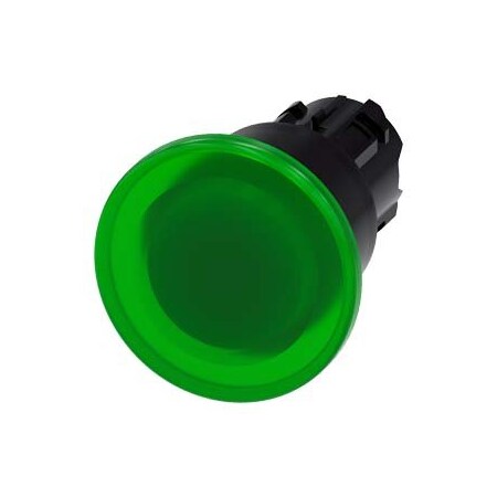 Siemens Illuminated mushroom pushbutton, 22 mm, round, plastic, green, 40 mm 3SU1001-1BA40-0AA0