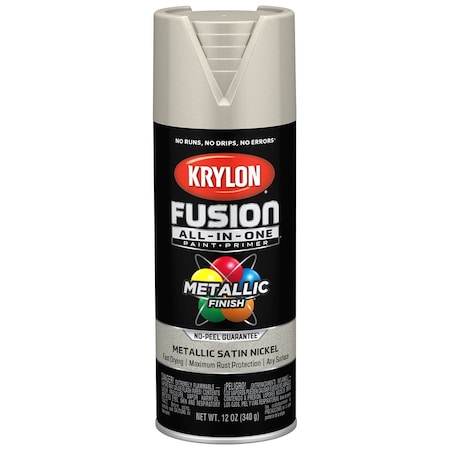 Fusion All-In-One 12 Oz Krylon Satin Nickel Paint & Primer Spray Paint, Metallic K02772007