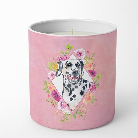 Carolines Treasures 10 oz Dalmatian Pink Flowers Decorative Soy Candle CK4137CDL