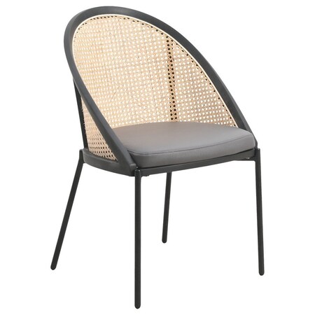 Leisuremod Urbane Collection Modern Dining Chair With Wicker back in Charcoal UC21WCH