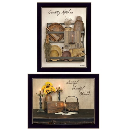 Homeroots Grateful and Blessed Black Framed Print Kitchen Wall Art 407126