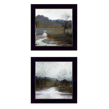 Homeroots Set Of Two Winter Landscape Black Framed Print Wall Art, 2PK 407261