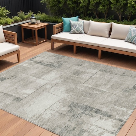 Homeroots 9' X 12' Beige And Gray Geometric Washable Indoor Outdoor Area Rug 618587