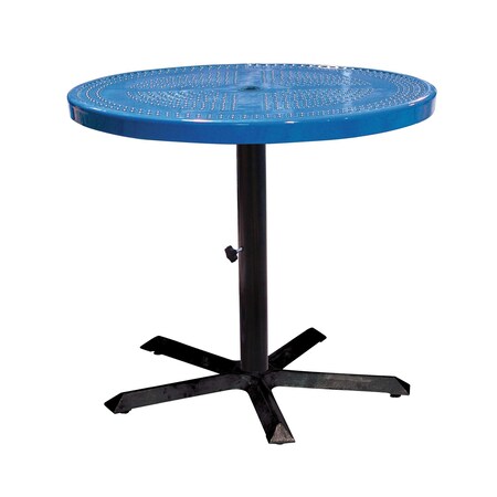 Leisure Craft 36" Round Perforated Pedestal Table, Portable, 30"H, Blue 36TAB30-BLUE