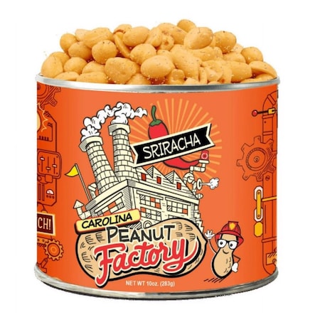 1 In 6 Snacks Carolina Peanut Factory Zesty Sriracha Peanuts 10 oz Can 10953