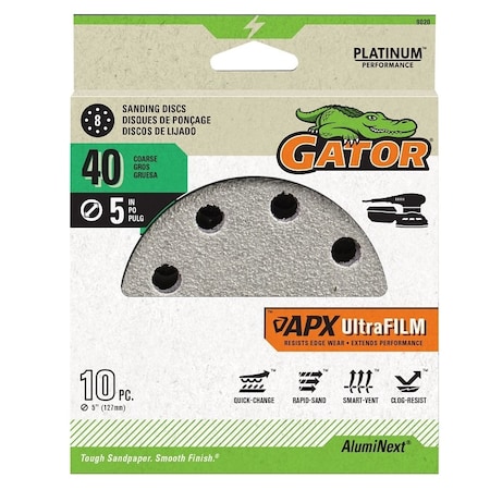 Gator DISC SANDING 8H H&L 40GRIT 5IN 9020