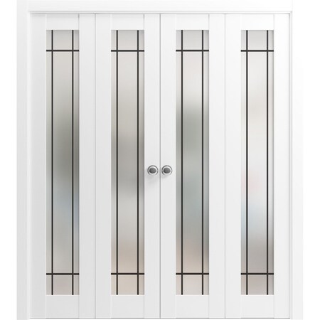 Sartodoors Sliding Closet Double Bi-fold Doors Planum 2112 White Solid Core Modern Interior PLANUM2112DBF-WS-96 x 84 (4* 24x84)
