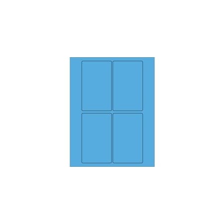 Bubblefast 3 x 5'' Fluorescent Bright Blue Rectangle Laser Labels-4 Labels per Sheet BFLL175BB