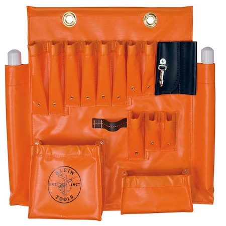 Klein Tools Aerial Apron, 10 Hand-Tool Pockets, 2 Pouches, Hammer Loop, 2 Drill Bit Holders, 2 Leather Pockets 51829