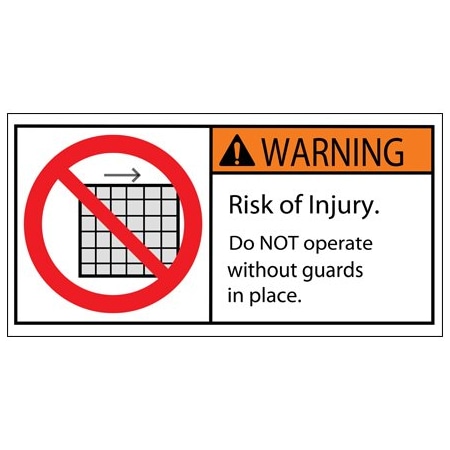 Bsc Preferred 2 x 4'' - Warning Do Not Remove Guard Durable Safety Label DSL516