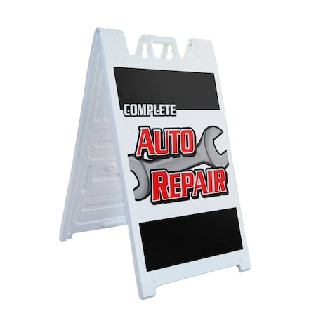 Signmission Complete Auto Repair, A-Frame & 2 Decals Installed, Heavy-Duty Plastic Frame SBHD-D-2436-Complete Auto Repair